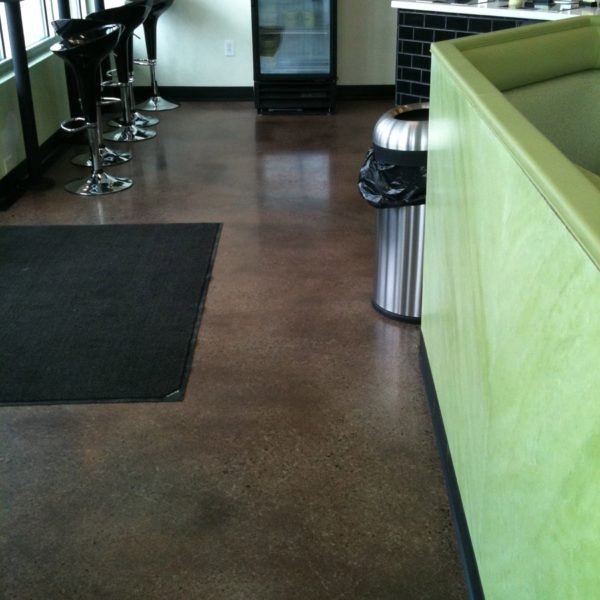 Dyed & Polished Concrete at Kiwi Loco in Rexburg, Idaho | Silver Crest Corp.