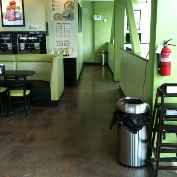 Dyed & Polished Concrete at Kiwi Loco in Rexburg, Idaho | Silver Crest Corp.