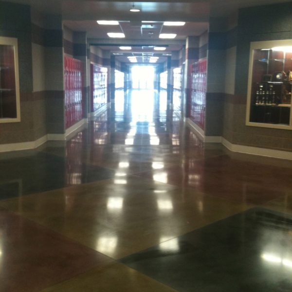 Stained Concrete Floor in Rexburg School | Silver Crest Corp.